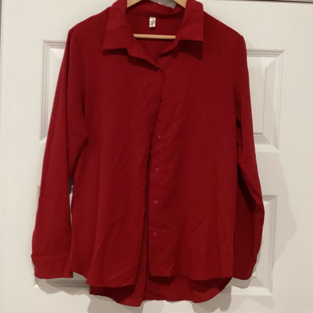 Women's Red Button Down Shirt